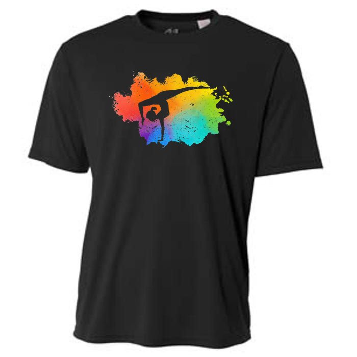 Gymnastics Acrobatics Lover Rainbow Colors Cheerleading Cooling Performance Crew T-Shirt