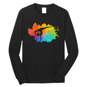 Gymnastics Acrobatics Lover Rainbow Colors Cheerleading Long Sleeve Shirt