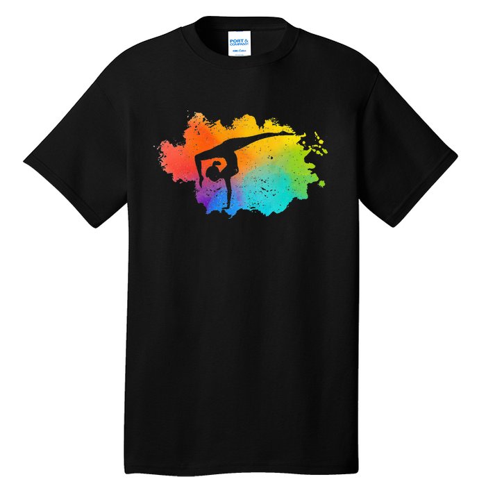 Gymnastics Acrobatics Lover Rainbow Colors Cheerleading Tall T-Shirt