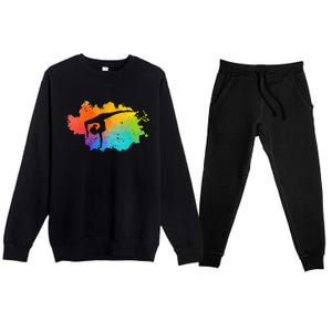 Gymnastics Acrobatics Lover Rainbow Colors Cheerleading Premium Crewneck Sweatsuit Set