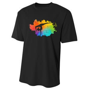 Gymnastics Acrobatics Lover Rainbow Colors Cheerleading Performance Sprint T-Shirt