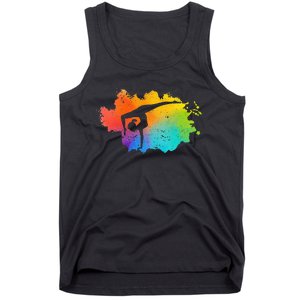 Gymnastics Acrobatics Lover Rainbow Colors Cheerleading Tank Top