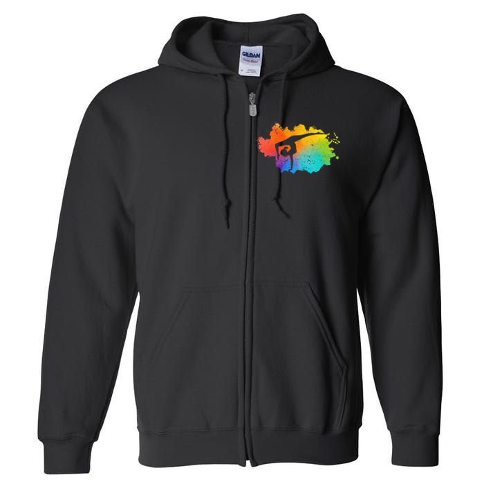 Gymnastics Acrobatics Lover Rainbow Colors Cheerleading Full Zip Hoodie