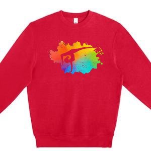 Gymnastics Acrobatics Lover Rainbow Colors Cheerleading Premium Crewneck Sweatshirt