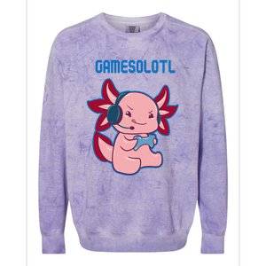 Gamer Axolotl Lover Cute Axolotl Gaming Video Gamer Colorblast Crewneck Sweatshirt