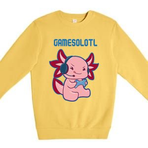 Gamer Axolotl Lover Cute Axolotl Gaming Video Gamer Premium Crewneck Sweatshirt