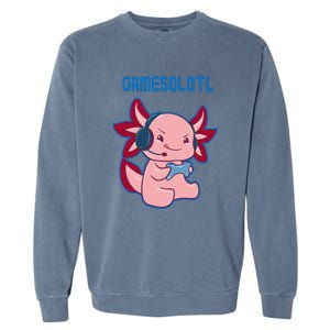 Gamer Axolotl Lover Cute Axolotl Gaming Video Gamer Garment-Dyed Sweatshirt