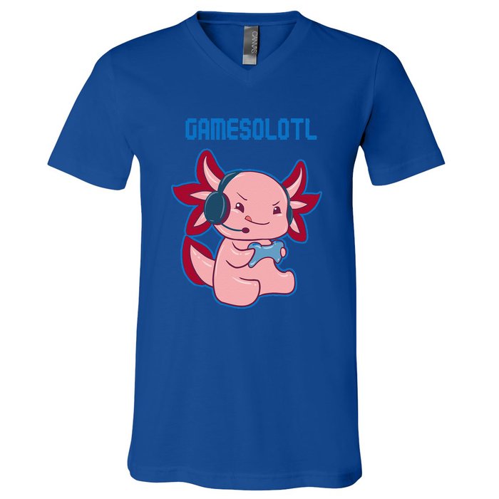 Gamer Axolotl Lover Cute Axolotl Gaming Video Gamer V-Neck T-Shirt