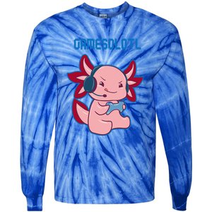 Gamer Axolotl Lover Cute Axolotl Gaming Video Gamer Tie-Dye Long Sleeve Shirt