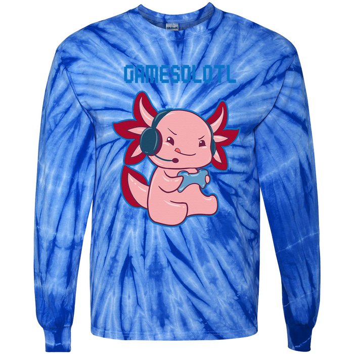 Gamer Axolotl Lover Cute Axolotl Gaming Video Gamer Tie-Dye Long Sleeve Shirt