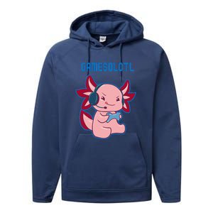 Gamer Axolotl Lover Cute Axolotl Gaming Video Gamer Performance Fleece Hoodie