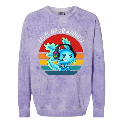 Gaming Axolotl Level Up Geek Video Games Colorblast Crewneck Sweatshirt