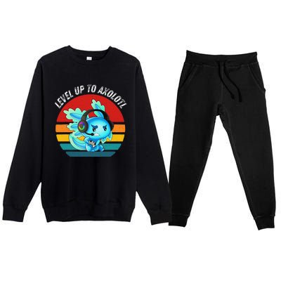 Gaming Axolotl Level Up Geek Video Games Premium Crewneck Sweatsuit Set