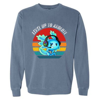 Gaming Axolotl Level Up Geek Video Games Garment-Dyed Sweatshirt