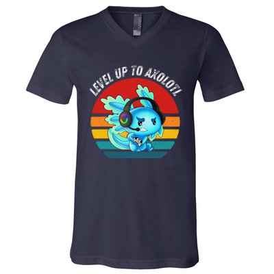 Gaming Axolotl Level Up Geek Video Games V-Neck T-Shirt