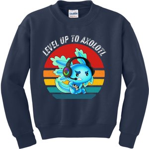 Gaming Axolotl Level Up Geek Video Games Kids Sweatshirt