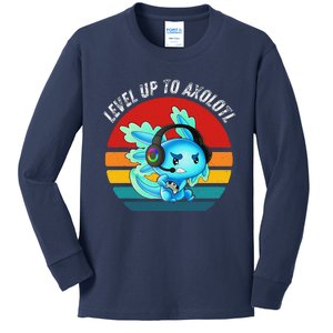 Gaming Axolotl Level Up Geek Video Games Kids Long Sleeve Shirt