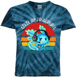 Gaming Axolotl Level Up Geek Video Games Kids Tie-Dye T-Shirt