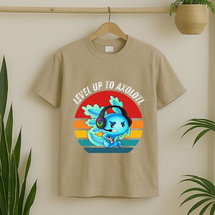Gaming Axolotl Level Up Geek Video Games T-Shirt
