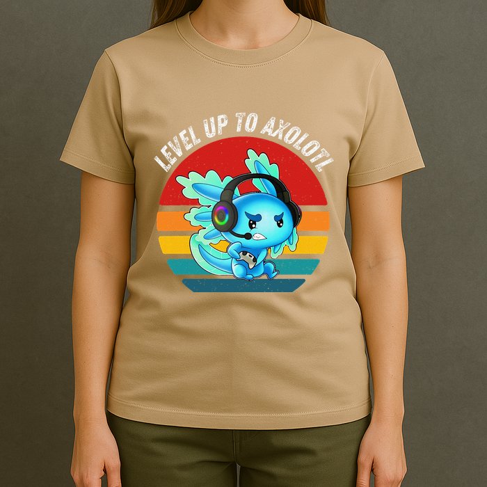 Gaming Axolotl Level Up Geek Video Games T-Shirt