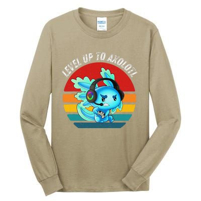 Gaming Axolotl Level Up Geek Video Games Tall Long Sleeve T-Shirt