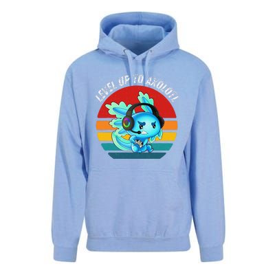 Gaming Axolotl Level Up Geek Video Games Unisex Surf Hoodie