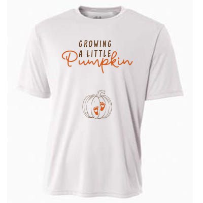 Growing A Little Pumpkin Fall Maternity Thanksgiving Baby Cooling Performance Crew T-Shirt