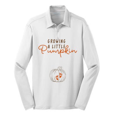 Growing A Little Pumpkin Fall Maternity Thanksgiving Baby Silk Touch Performance Long Sleeve Polo