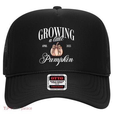 Growing A Little Pumpkin Pregnancy Announcement Halloween High Crown Mesh Back Trucker Hat