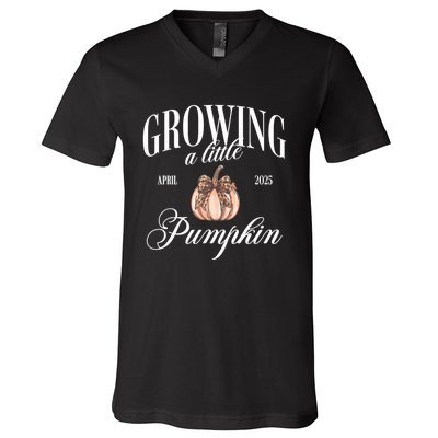 Growing A Little Pumpkin Pregnancy Announcement Halloween V-Neck T-Shirt