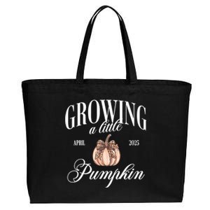 Growing A Little Pumpkin Pregnancy Announcement Halloween Cotton Canvas Jumbo Tote