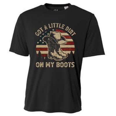 Got A Little Dirt On My Boots Usa Flag Western Country Music Cooling Performance Crew T-Shirt