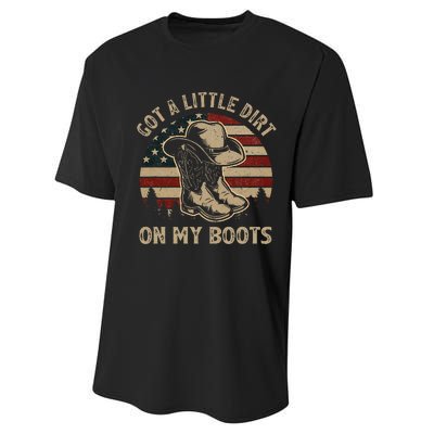 Got A Little Dirt On My Boots Usa Flag Western Country Music Performance Sprint T-Shirt