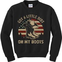 Got A Little Dirt On My Boots Usa Flag Western Country Music Kids Sweatshirt