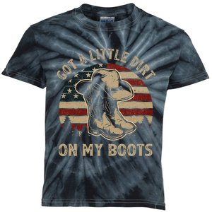 Got A Little Dirt On My Boots Usa Flag Western Country Music Kids Tie-Dye T-Shirt