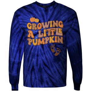 Growing A Little Pumpkin Pregnancy Announcement Halloween Tie-Dye Long Sleeve Shirt