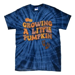 Growing A Little Pumpkin Pregnancy Announcement Halloween Tie-Dye T-Shirt