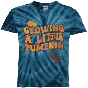 Growing A Little Pumpkin Pregnancy Announcement Halloween Kids Tie-Dye T-Shirt