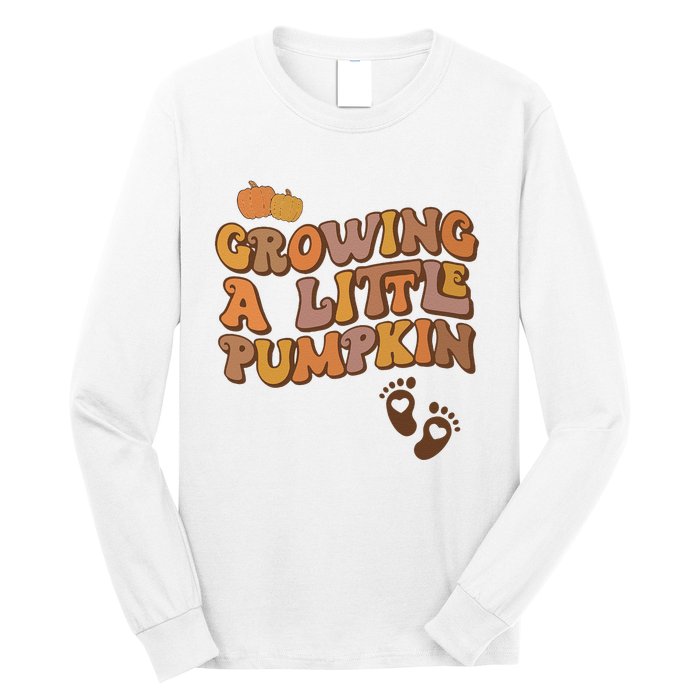 Growing A Little Pumpkin Pregnancy Announcement Halloween Long Sleeve Shirt