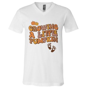 Growing A Little Pumpkin Pregnancy Announcement Halloween V-Neck T-Shirt