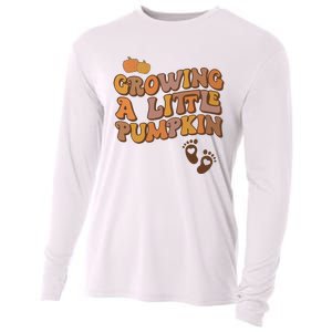 Growing A Little Pumpkin Pregnancy Announcement Halloween Cooling Performance Long Sleeve Crew