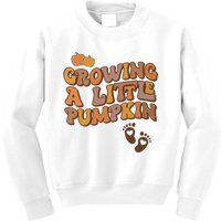 Growing A Little Pumpkin Pregnancy Announcement Halloween Kids Sweatshirt