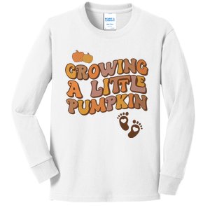 Growing A Little Pumpkin Pregnancy Announcement Halloween Kids Long Sleeve Shirt