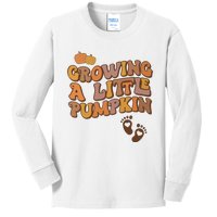 Growing A Little Pumpkin Pregnancy Announcement Halloween Kids Long Sleeve Shirt