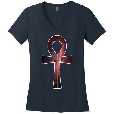 Galaxy Ankh Women's V-Neck T-Shirt