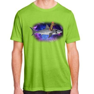 Galaxy Cat Riding Shark Adult ChromaSoft Performance T-Shirt