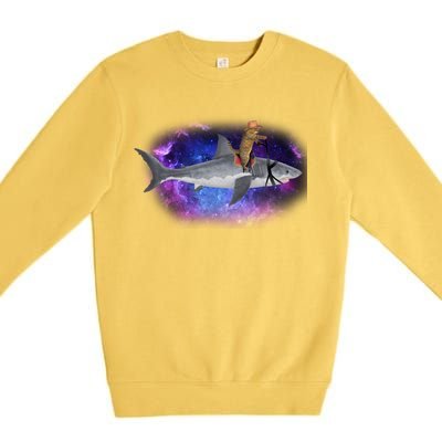 Galaxy Cat Riding Shark Premium Crewneck Sweatshirt