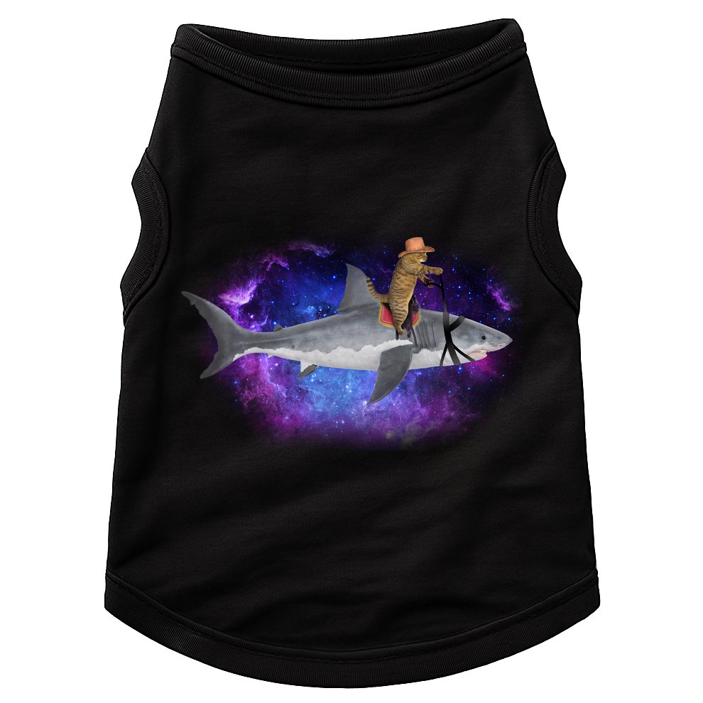 Galaxy Cat Riding Shark Doggie Tank