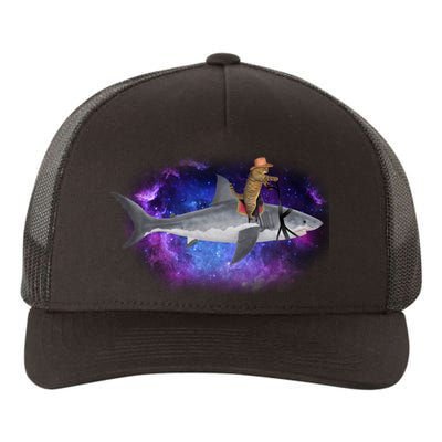 Galaxy Cat Riding Shark Yupoong Adult 5-Panel Trucker Hat