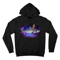 Galaxy Cat Riding Shark Hoodie